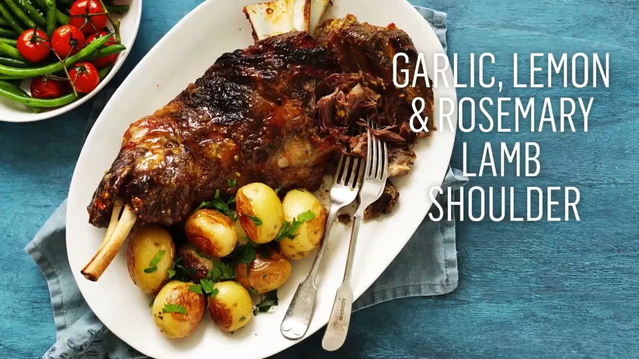 Lamb shoulder with garlic and lemon